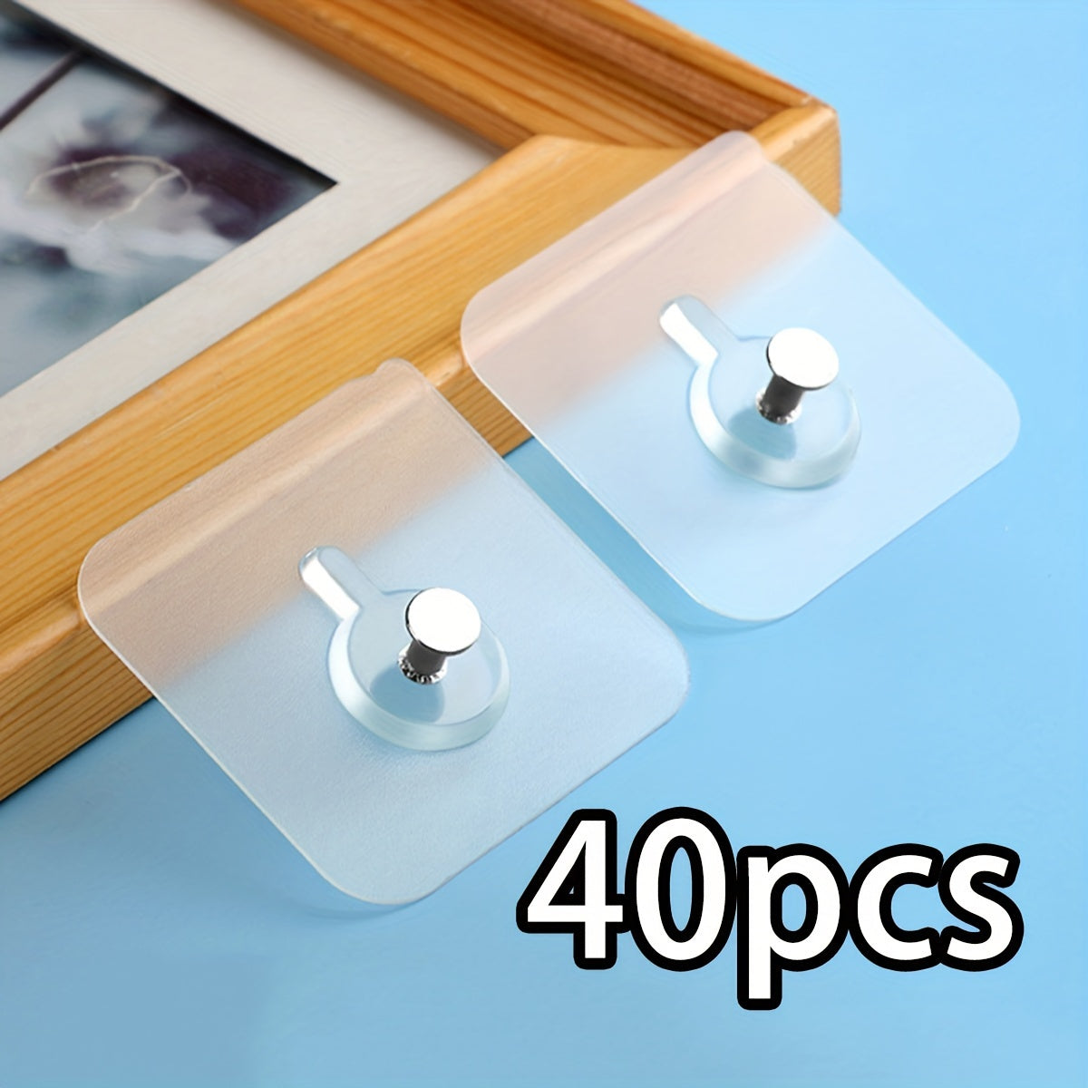 Durable hole-free wall hooks in 10/20/40pcs sets for strong load-bearing. Ideal for hanging various items like photo frames and wedding photos. Perfect for home decoration and organization, bathroom shelves, and as utility hooks.