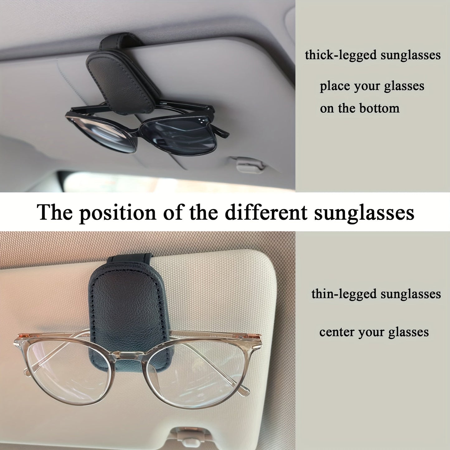 Sunglasses Holder for Car - Magnetic PU Faux Leather Clip for Visor, Glasses Hanger Accessory for Car Interior - Perfect Gift for Men and Women on Christmas or Birthdays