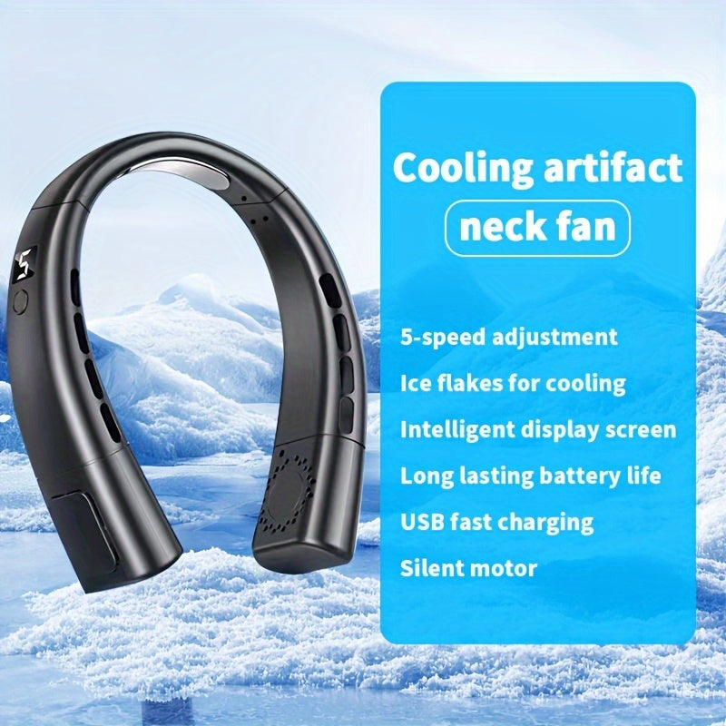 Portable and Quiet Dual Turbo USB Neck Fan with Powerful Airflow, 5-Speed Cooling, Long Battery Life - Perfect for Sports, Travel, and Back to School in 2025