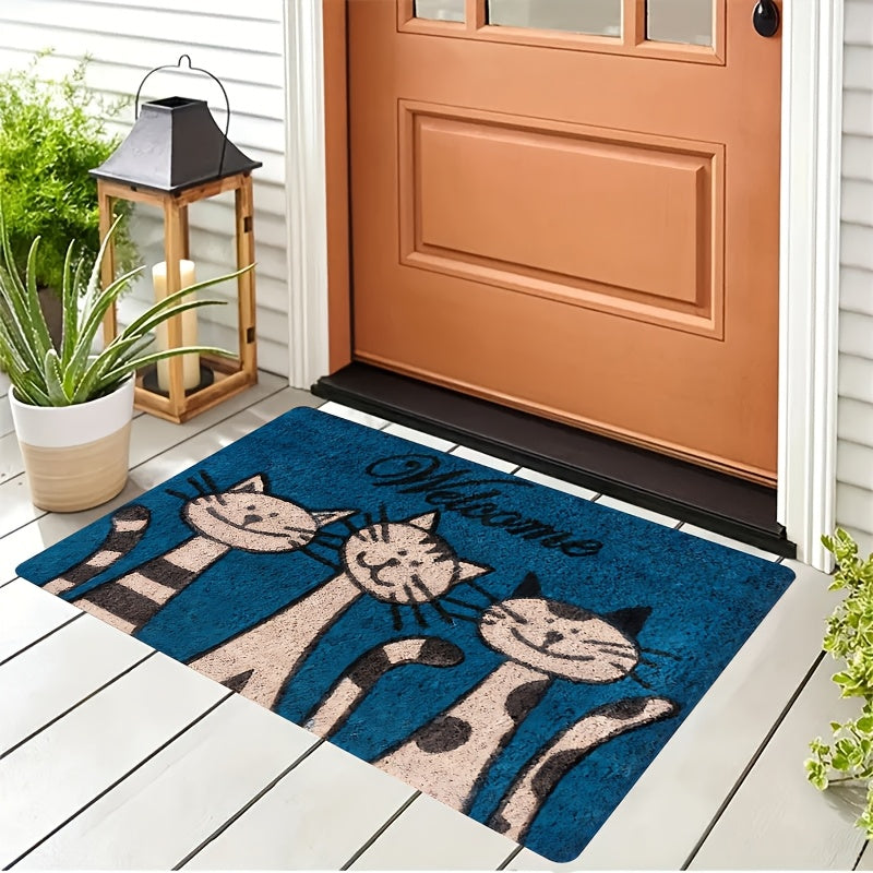 Welcome guests with the adorable Charming Cat Pattern Door Mat! This durable rug is dirt-resistant, absorbent, and machine washable, making it ideal for both indoor and outdoor use. Perfect for any room in the house - living room, bedroom, bathroom