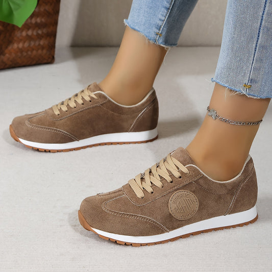 Classic women's fashion sneakers with flannel material, low top design, lace-up closure, rubber sole, plain toe, and all-season wearability.