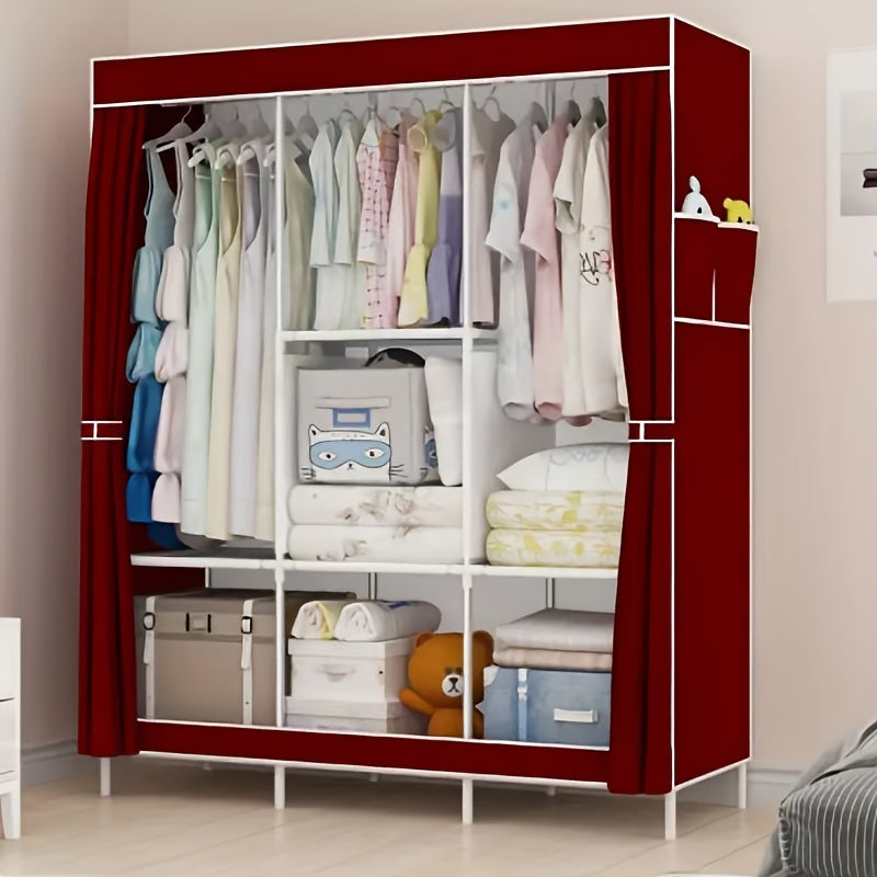 Portable Wardrobe Closet Organizer with Shoe Rack, Dust-Proof Non-Woven Fabric