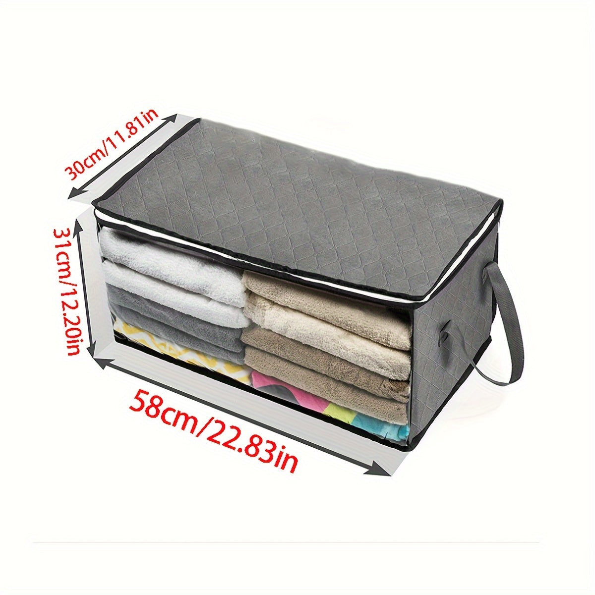 Spacious Storage Bag with Lid & Handle - Ideal for Clothes, Blankets, Quilts, Toys | Convenient Organizer for Bedroom, Dorm, Home, Laundry Room