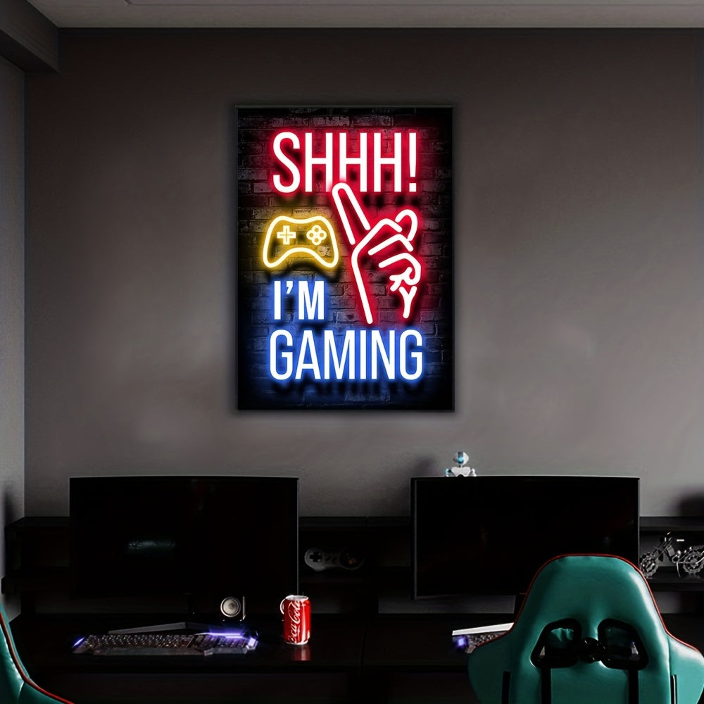 Neon game poster for electronic sports room, game hall, and boys' bedroom - ideal wall decor for gamers.