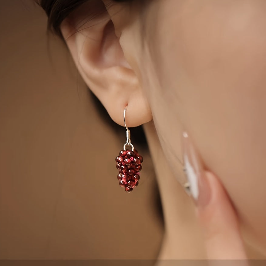 Hand-crafted Natural Garnet Earrings, Exquisite and Stylish Jewelry for Women. Perfect Gift for Birthdays, New Year, Christmas and Thanksgiving. Comes in a Gift Box.