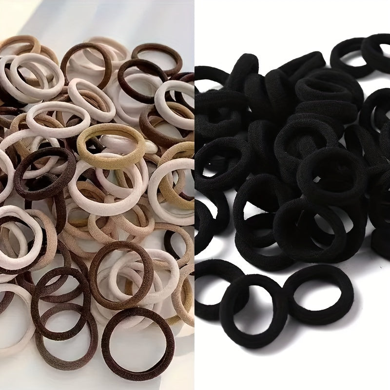 Solid color elastic hair rings in various quantities with anti-slip feature, suitable for daily use and holiday gifts.