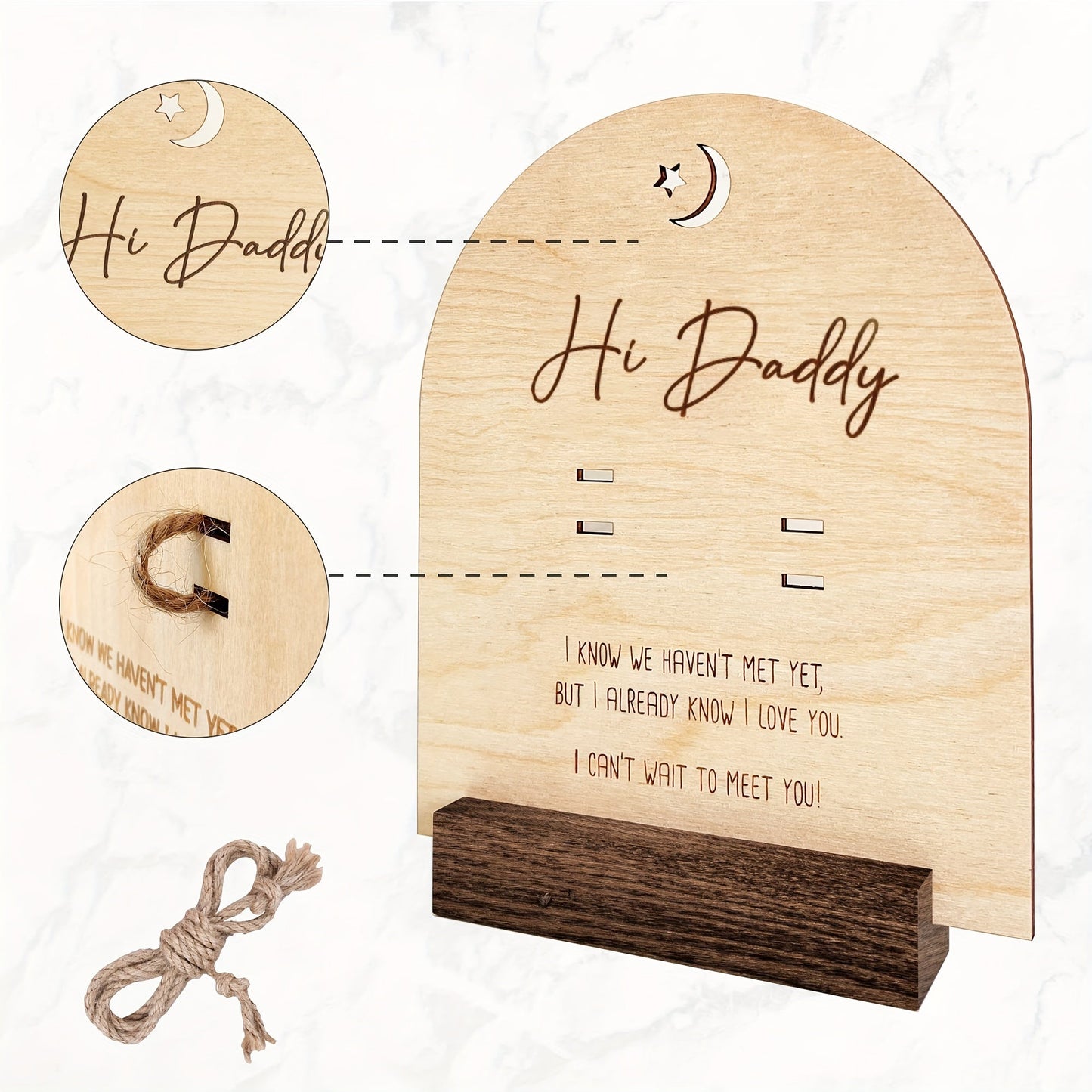 Keepake Wooden Sign for Daddy Pregnancy Test - Surprise Ideas for Announcement, Husband Reveal, Gifts for Daddy to Be in Cinnamon Color.