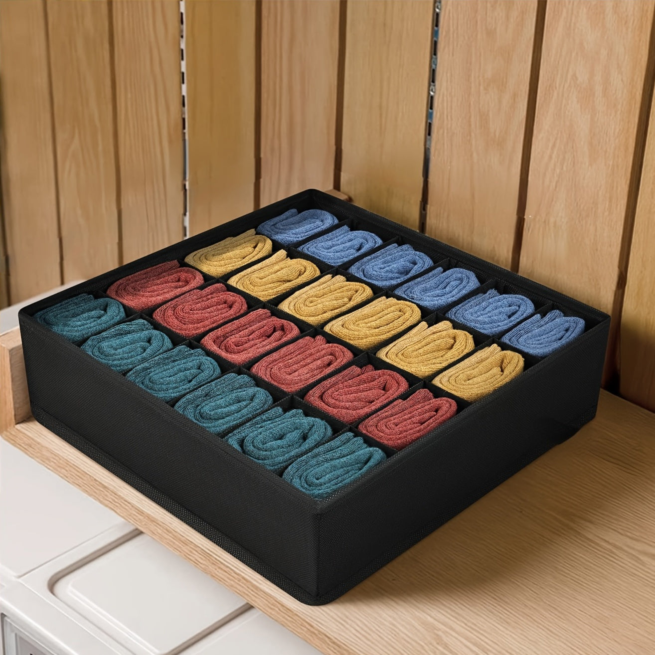 Houseware organizer for clothes, socks, underwear, ties, and ornaments.