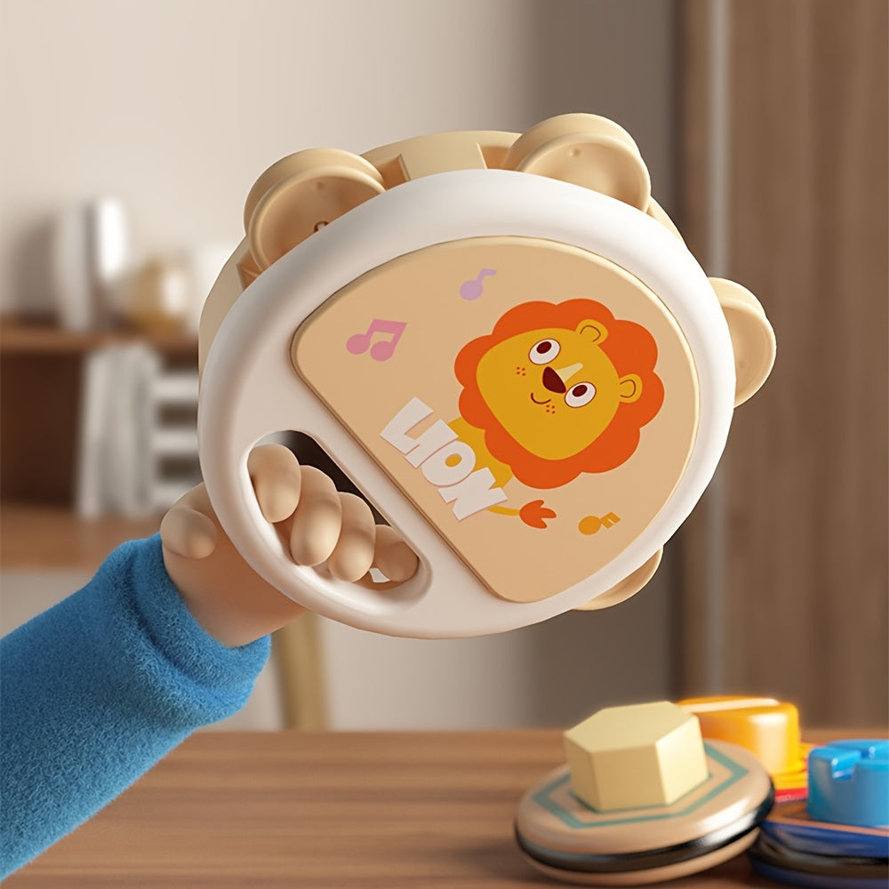 Cute Lion Cartoon Rattle & Hand Drum Toy - Great for Building Grip Strength in Kids, Perfect Halloween & Christmas Present, Ideal for the Holiday Season