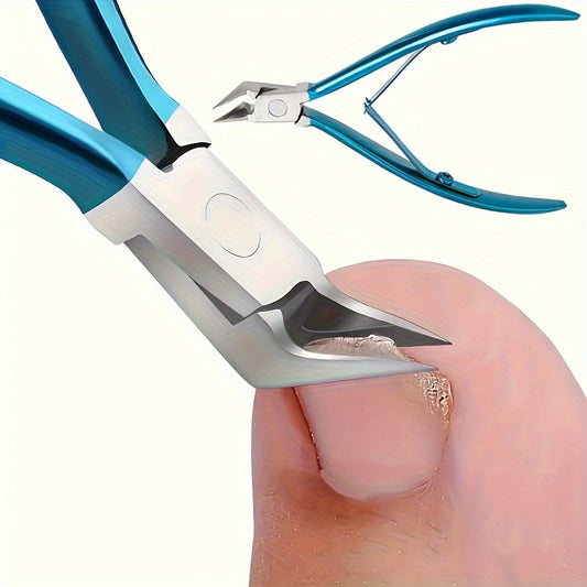 Ingrown toenail tool: 1PC stainless steel nail clipper with sharp pointed tip for thick nails, wide jaw toenail cutter, professional podiatry tool.