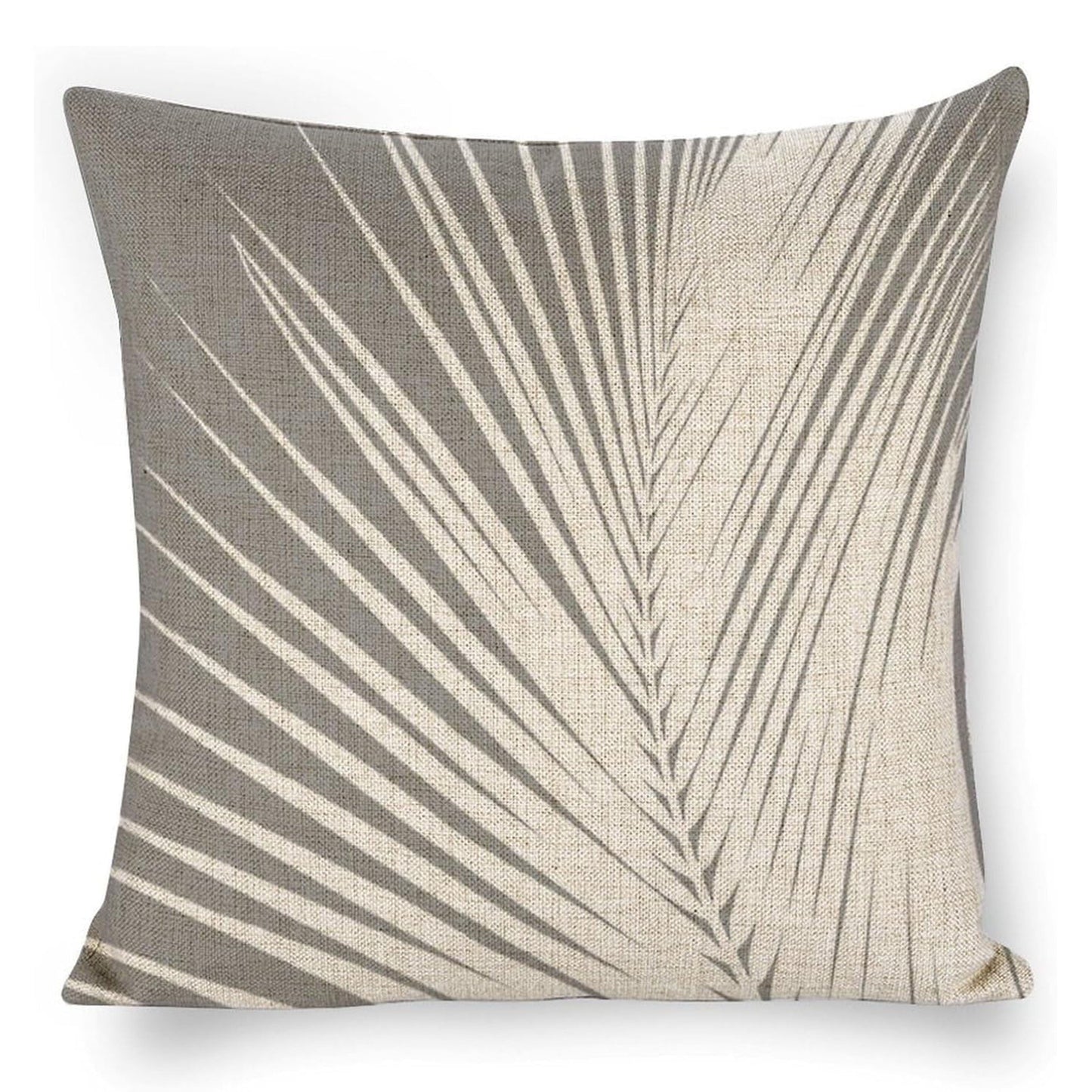 Modern Linen Pillow Cover featuring a Chic Palm Leaf Design, Stylish Geometric Print on One Side, Convenient Zipper Closure, Easy to Care for with Machine Washable Fabric, Versatile Mixed Color - Perfect for Any Room Setting (1 Cover)