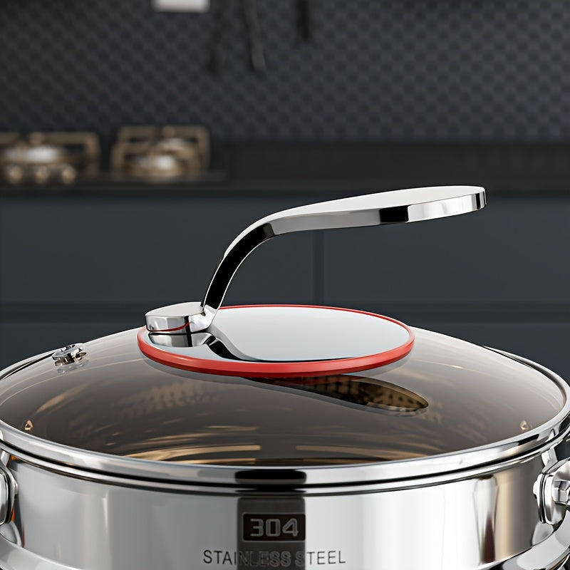 Stainless Steel Three-Layer Soup Pot 316 Induction Cooker Gas Thickened Steaming Pot for Porridge and Soup