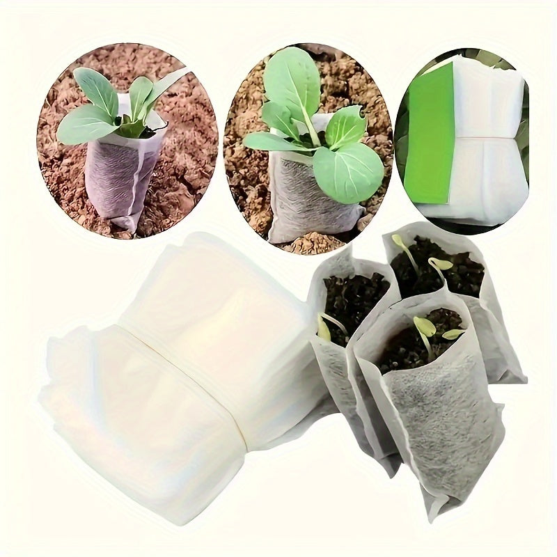 200 Biodegradable Seed Nursery Bags, Non-Woven GrowBags for Plants, 3.15x3.94in