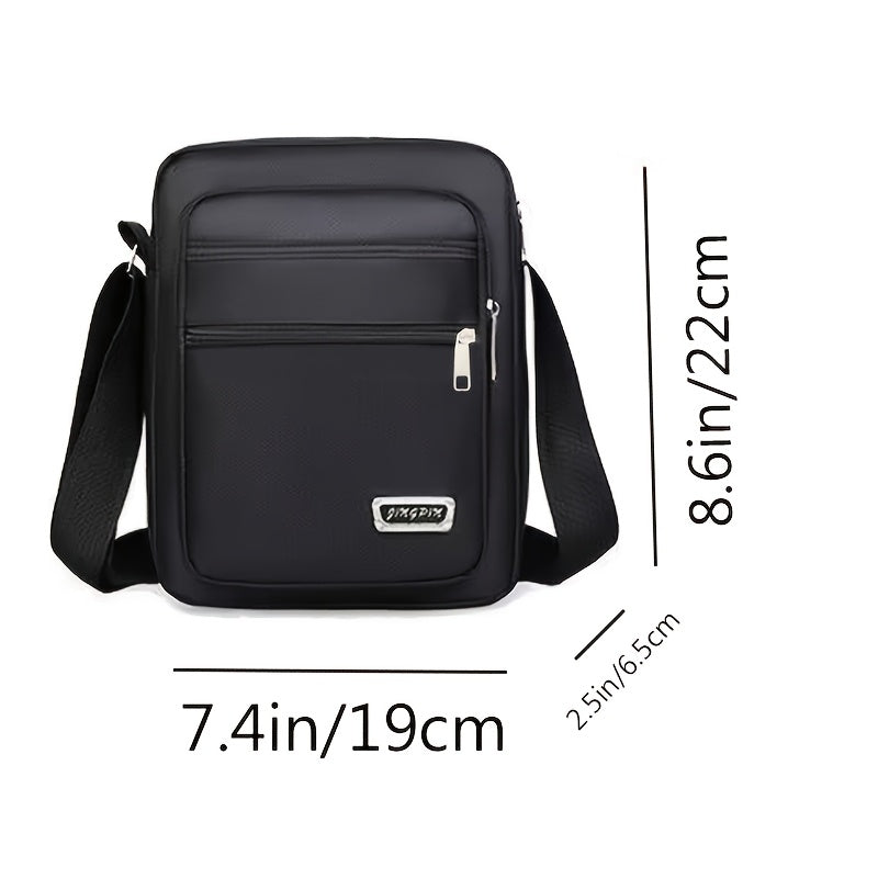 Sleek black crossbody bag for men with adjustable strap, multiple compartments, compact design for travel and everyday use. Ideal business accessory with secure closure and small size.