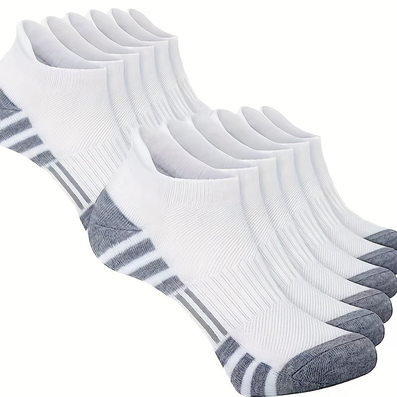 12 Pairs of Comfortable Cushioned Running Socks - Lightweight, Moisture-Wicking, Breathable, Non-Slip Tab - Ideal for Everyday Athletics for Men and Women.