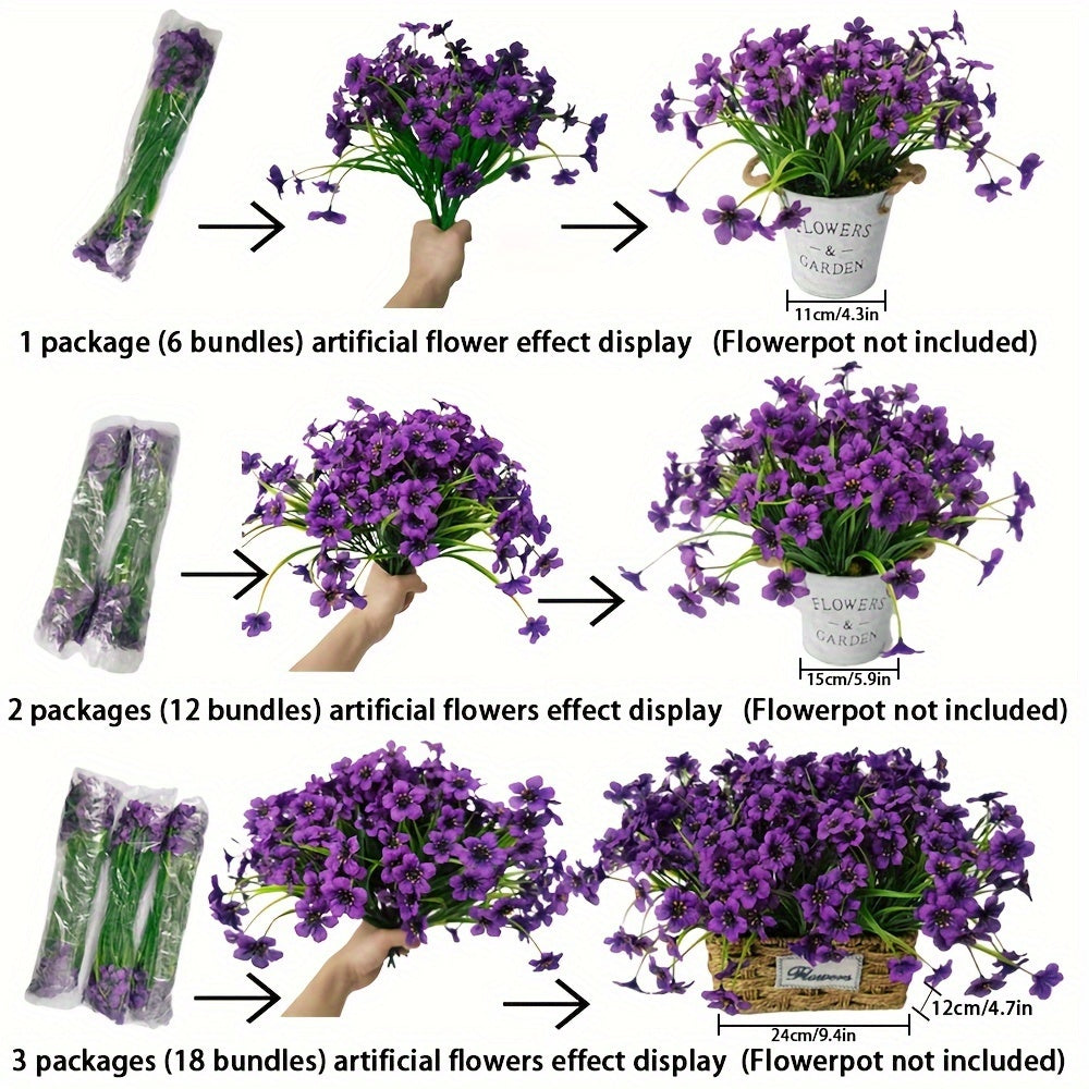 6 Bunches of UV Resistant Artificial Flowers for Outdoor and Home Decoration