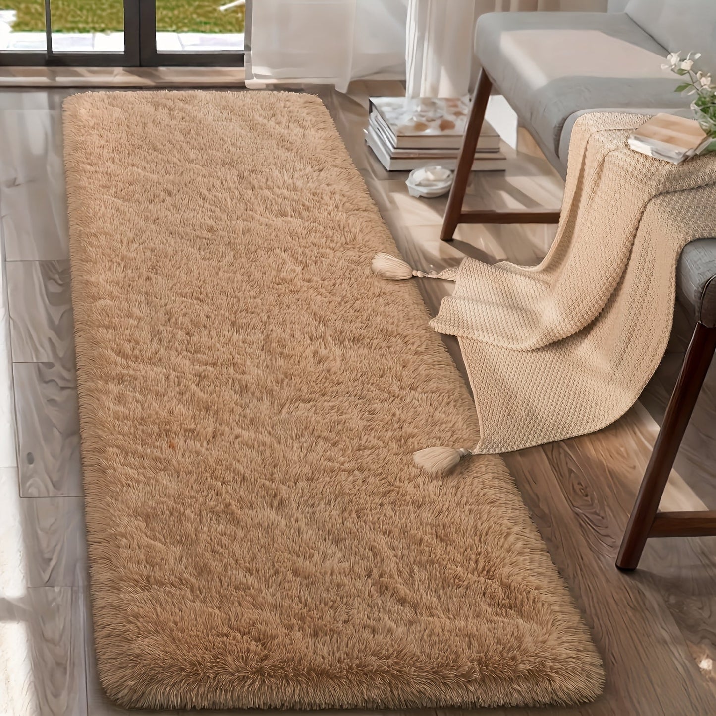 Soft Gradient Color Shaggy Area Mat, Polyester Mat for Living Room Bedroom Sofa Bedside Bay Window, Machine Washable, Available in Various Sizes