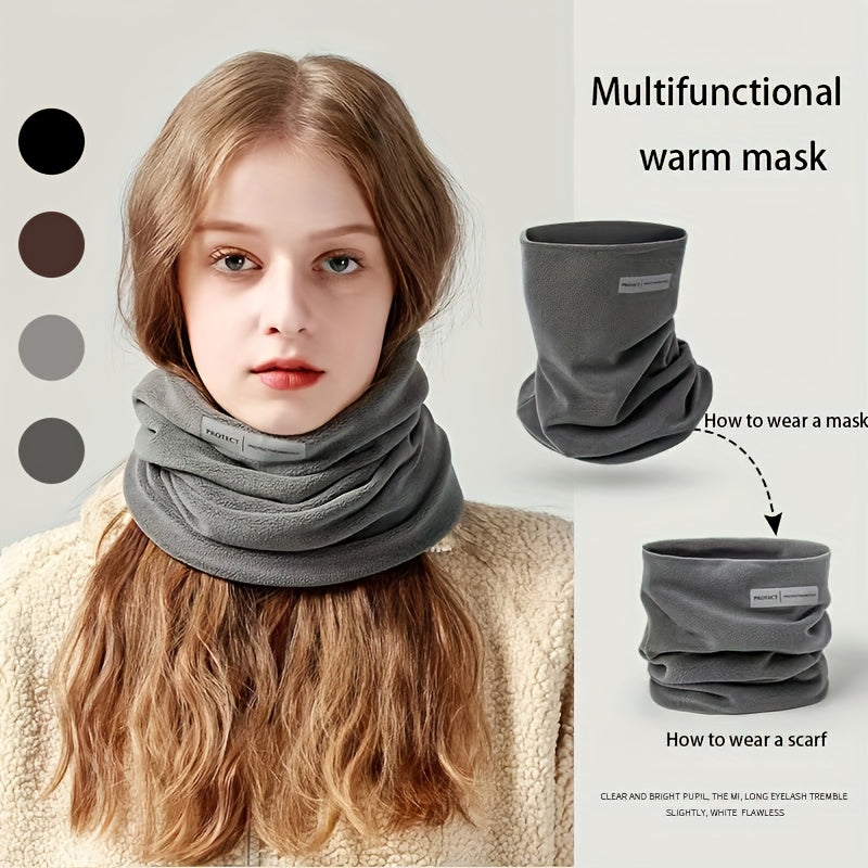 Women's Multifunctional Warm Mask: 1pc Polyester Basic Elastic Face Scarf - Breathable Windproof Knitted Neck Gaiter for Outdoor Cycling, Travel, Party, and Work - UV Protection Decorative Face Covering