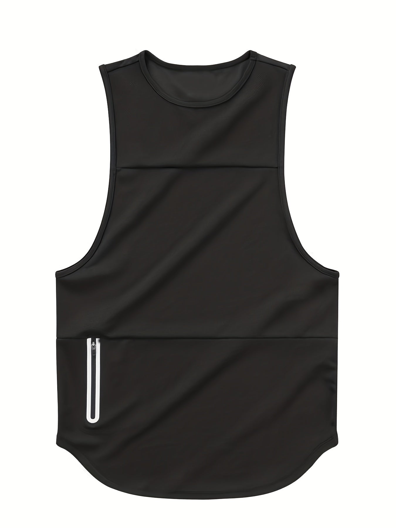 Men's casual sports suit with sleeveless zipper pocket vest and American style training shorts.