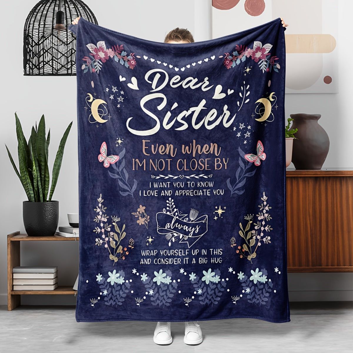 Soft and cozy French-inspired flannel throw blanket perfect for sisters. This hypoallergenic, all-season blanket is machine washable and features a digital print polyester character theme. The tear-resistant knitted design makes it a durable and