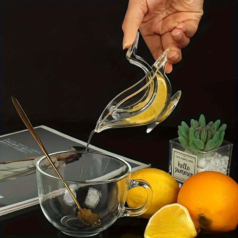 Bird-shaped manual citrus juicer with multipurpose design - perfect for squeezing lemons and oranges. A unique kitchen gadget for making fresh juice.