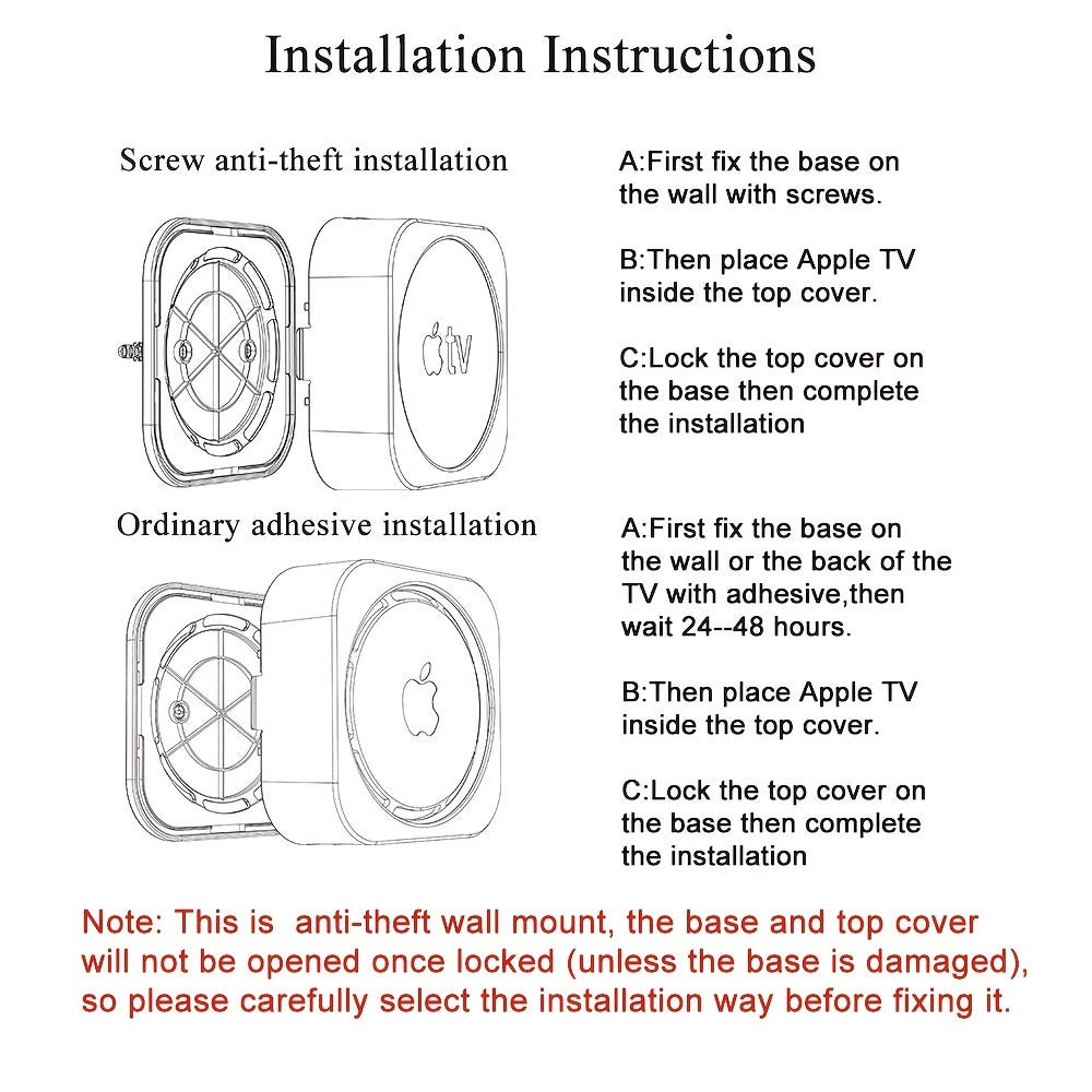 Настенная стойка для Apple TV 4-го и 5-го поколения — надежный противоугонный держатель для моделей Apple TV 4K и HD