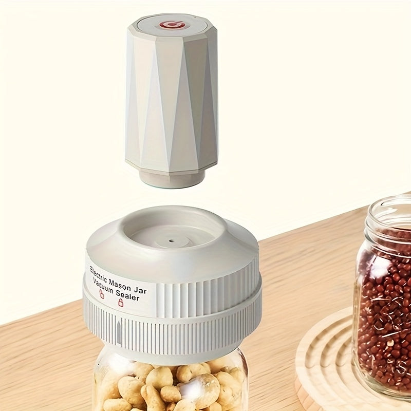 The Wireless Mason Jar Vacuum Sealer Kit includes an Electric Vacuum Sealer, 10 Lids, and 1 Opener for Mason Jars, perfect for preserving food freshness.