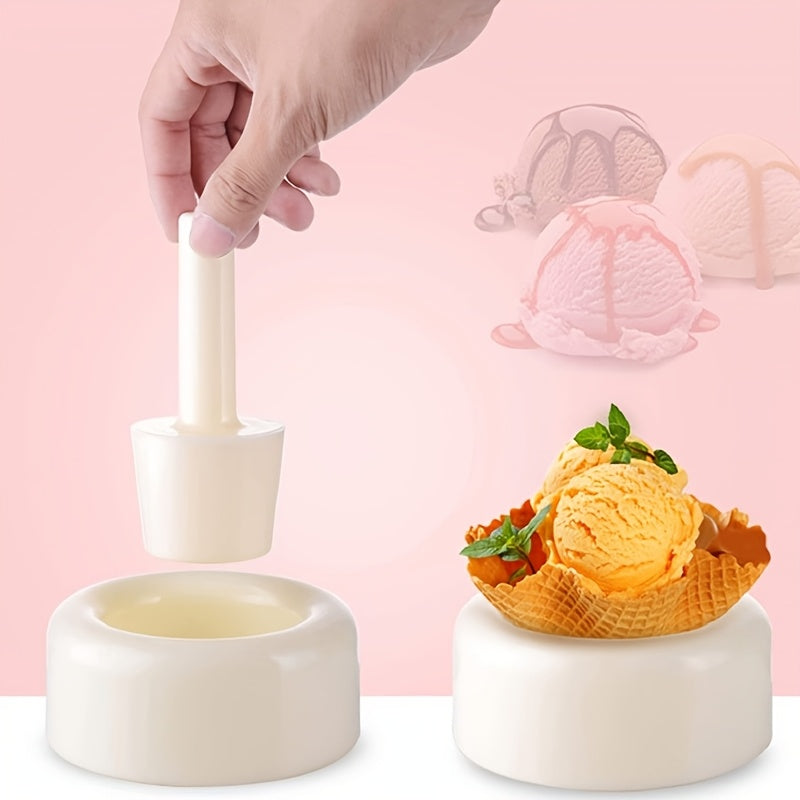 Make your own waffle cones at home with this set that includes a reusable ice cream cone and egg roll mold. This easy-to-use kitchen gadget is made of durable PP material and is perfect for cooking and baking.