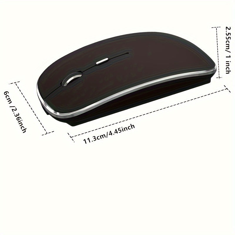 1pc Type-C Rechargeable Wireless Mouse with 2.4G Dual Receiver, Silent Operation, Durable Plastic Build, Long-Lasting Battery - Compatible with Multiple Devices