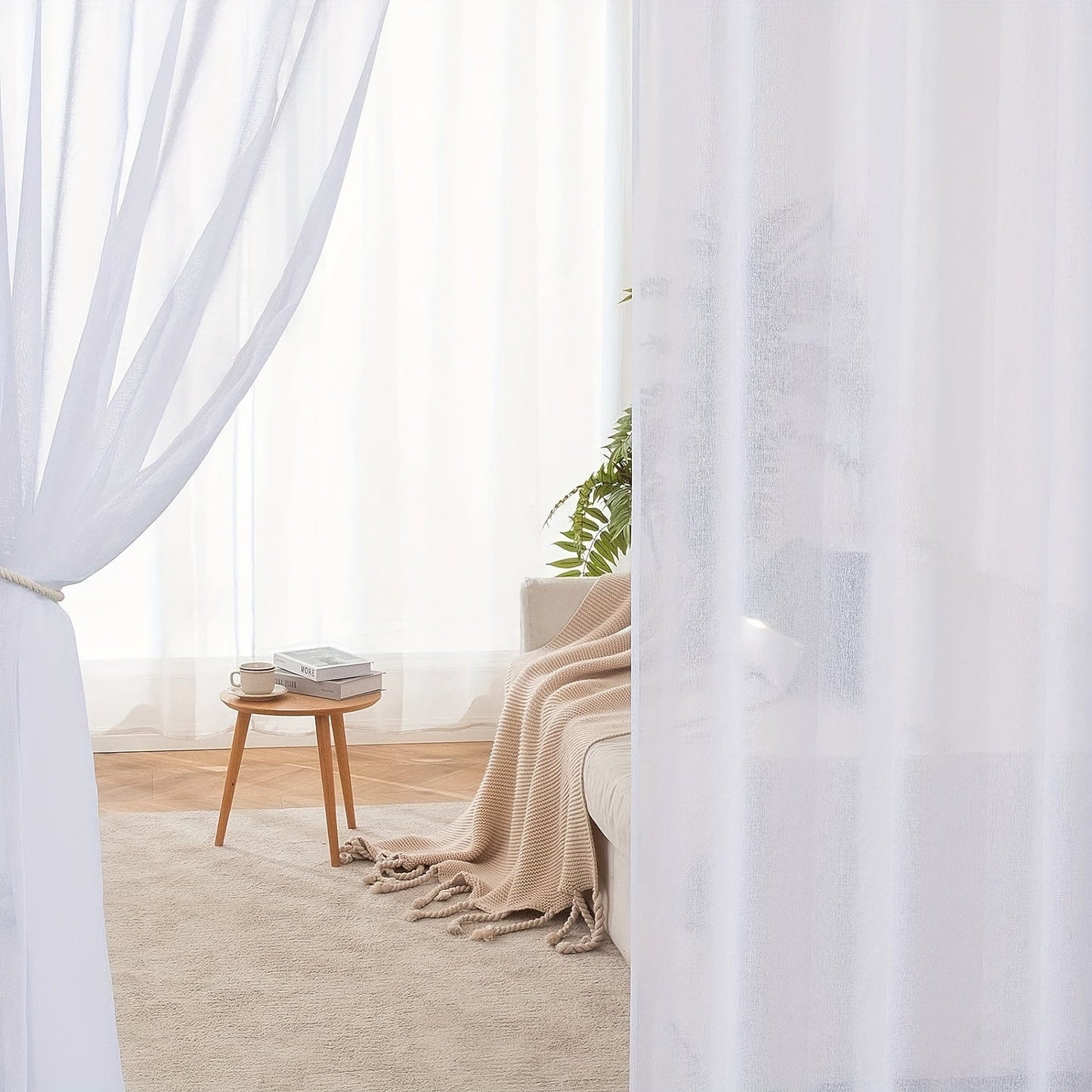 Set of 2 Grommet Top Sheer Curtains Perfect for Living Room, Bedroom, and Kitchen. Made with Soft Sheer Fabric for a Chic Window Treatment and Home Decor.