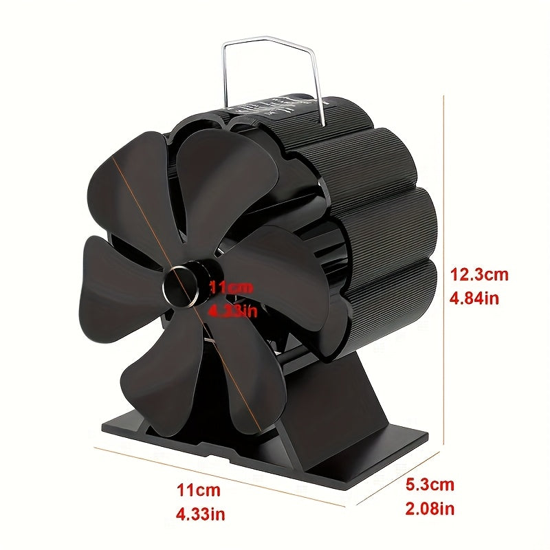 Sleek Black 6-Blade Metal Fireplace Fan Enhances Warmth Distribution, No Electricity Required - Portable Design Ideal for Wood Stoves, Pellet Burners & More | Efficient Airflow for Indoor/Outdoor Use, Outdoor Heating