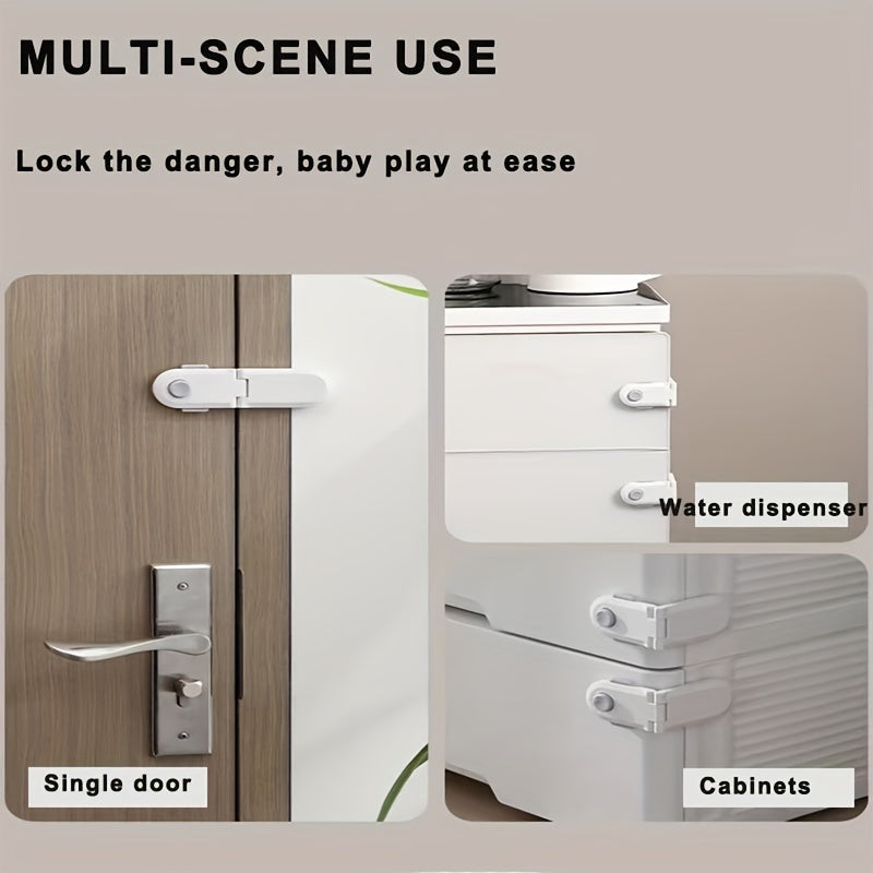 Two child safety drawer locks, right angle locks, cupboard locks, baby proof multifunction locks, baby safety locks, and fridge protection locks.