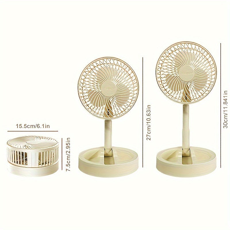 Compact and Mighty Portable Fan - USB-Powered, Foldable for Convenient Home & Office Use, Mini Standing Fan with Easy Carry Handle for Cool Comfort, Portable Mini Fan in a Quiet yet Powerful Design