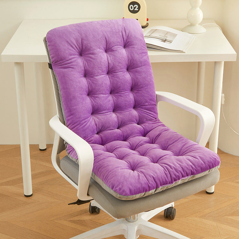 Soft touch chair cushion provides ergonomic back support for office and home chairs, computer chairs, and long sitting sessions.