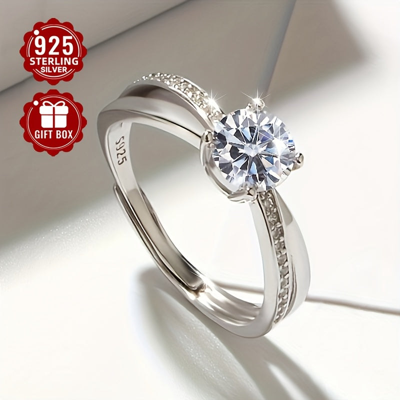 Adjustable Vana Ring in 925 Sterling Silver with Synthetic Cubic Zirconia, Elegant and Alluring, Silver Plated, Ideal for Wedding and Gifting, Perfect Valentine's Day Gift, Versatile for All Seasons (Approx. 2.85g)