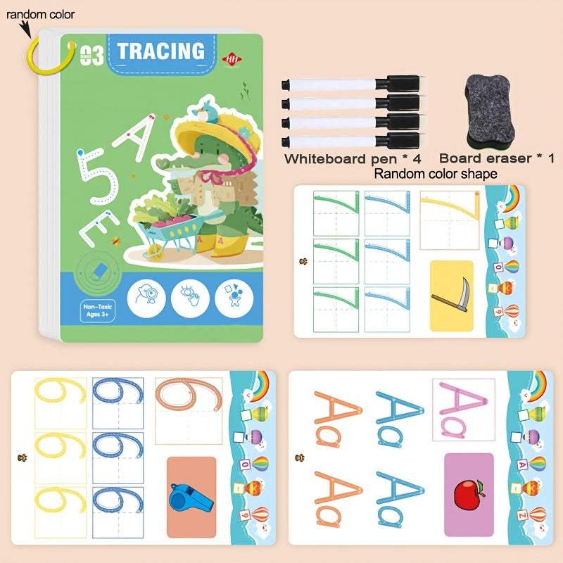 Magic practice notebooks for children, featuring number and letter writing, penmanship training, and drawing skills to develop early writing skills.