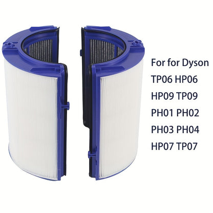 Dyson Air Purifier HEPA & Carbon Filter Set compatible with multiple models, includes cleaning brush, white.