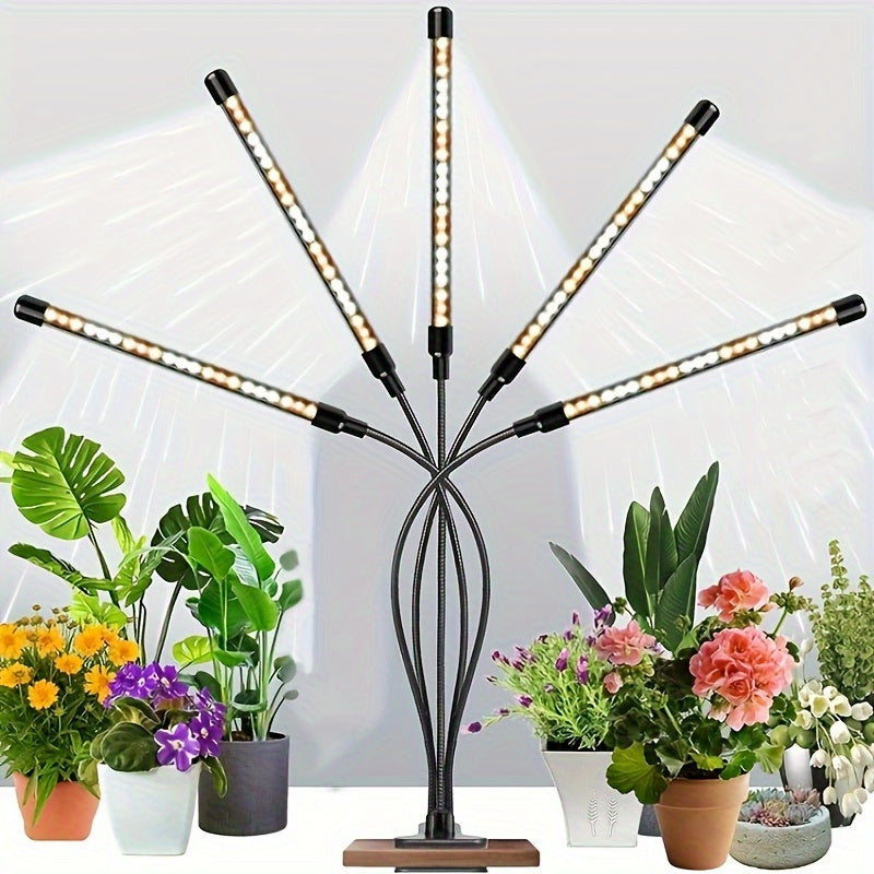 USB powered LED grow light with flexible gooseneck, full spectrum plant light, foldable design, touch control for indoor plants (adapter not included)