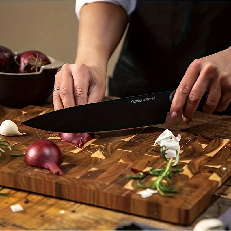 Stylish and compact acacia wood cutting board - Sturdy, substantial wood kitchen chopping block with effortless cleaning surface, resistant to mold and moisture - Ideal for holiday gatherings such as Christmas and Thanksgiving.