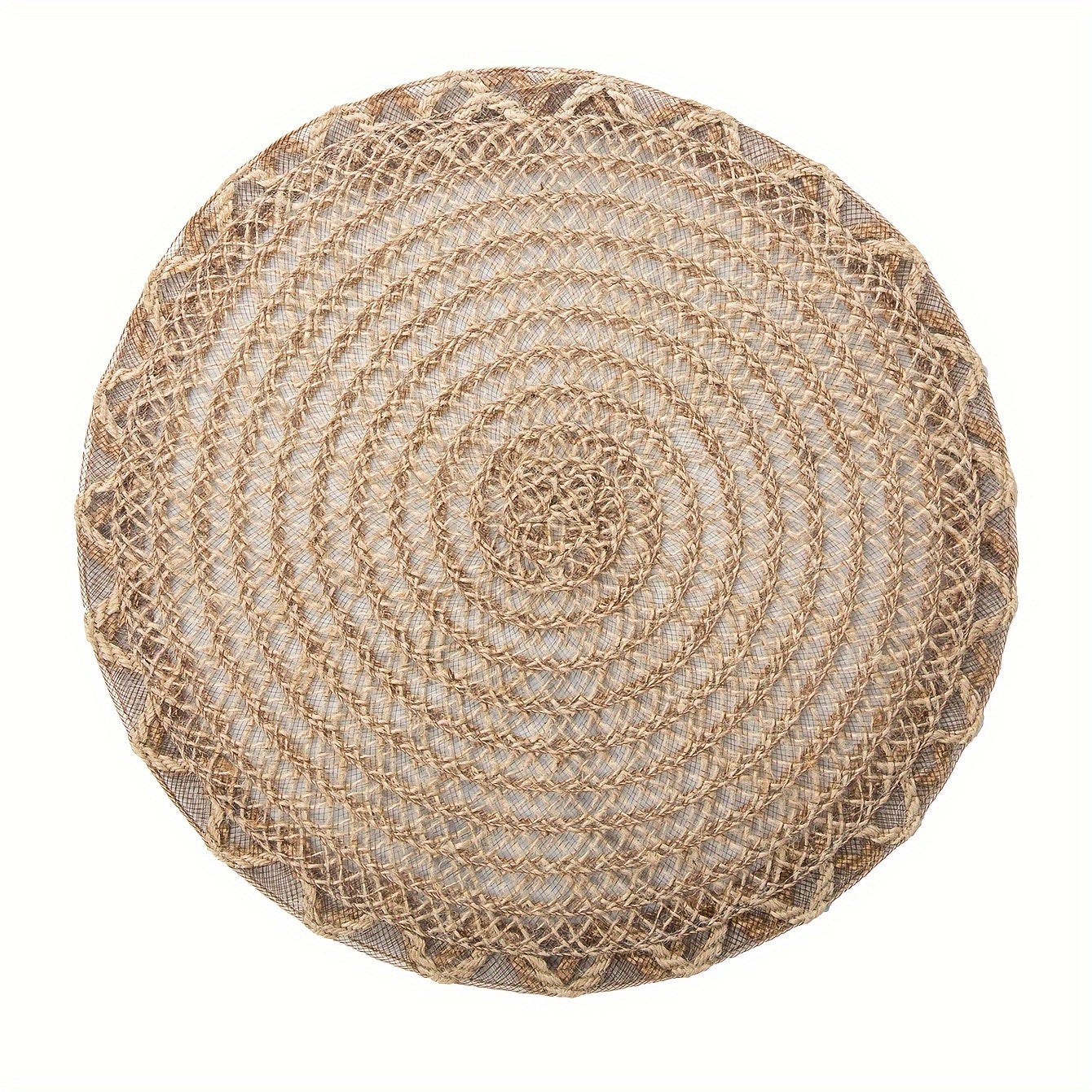 Set of 4 Jute Wavy Braided Placemats with Non-slip Backing for Table Decoration