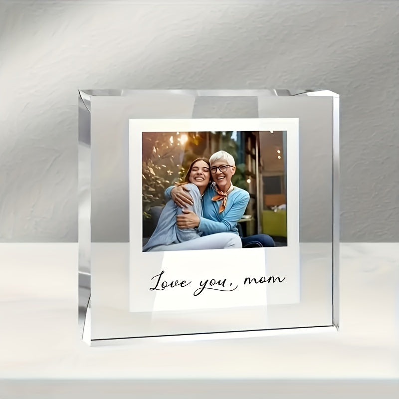 Customized Acrylic Photo Frame featuring "Love You, Mom" Engraving - Adaptable Decorative Piece for Inside and Outside, Strong and Long-Lasting Material, Versatile Tribute for Mother's Day, Birthdays, and Celebrations