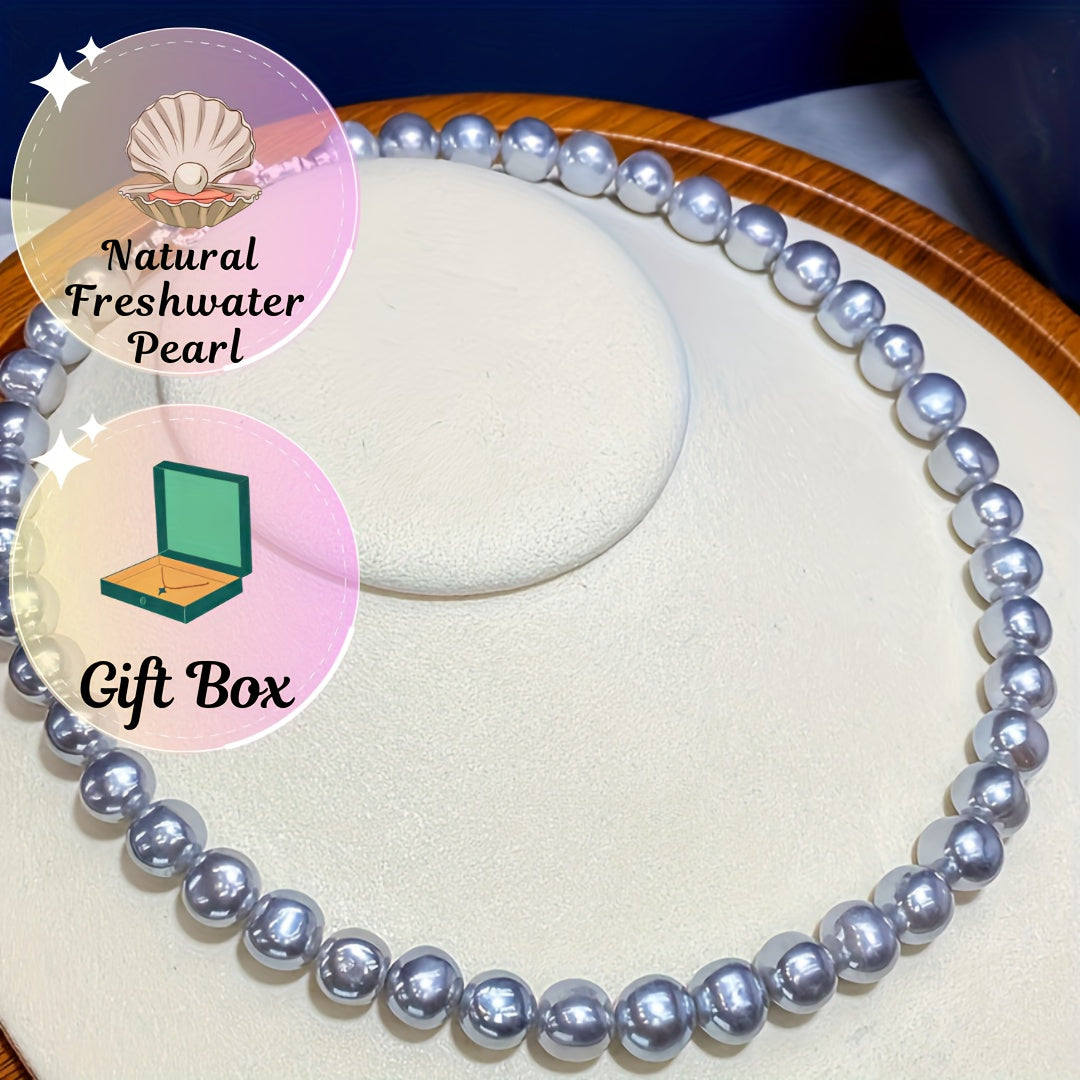 This elegant grey freshwater pearl necklace is luxurious, fine, and delicate. Perfect for wives, mothers, and girlfriends, it is ideal for formal events and special celebrations. Presented in a gift box, this classic style piece is suitable for