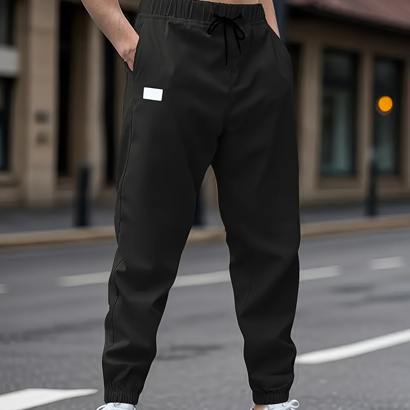 Men's casual cargo pants with drawstring waist, non-stretch polyester fabric, regular fit, lined with polyester, ideal for weekend wear.