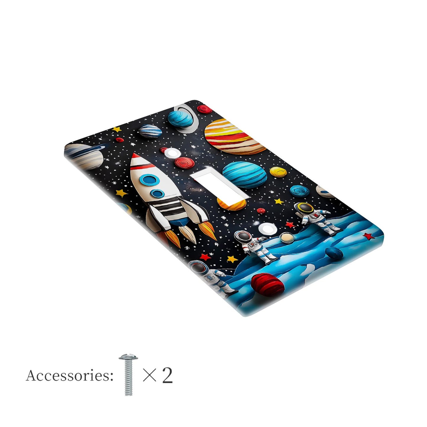 Cartoon rocket and planets light switch cover, easy to install