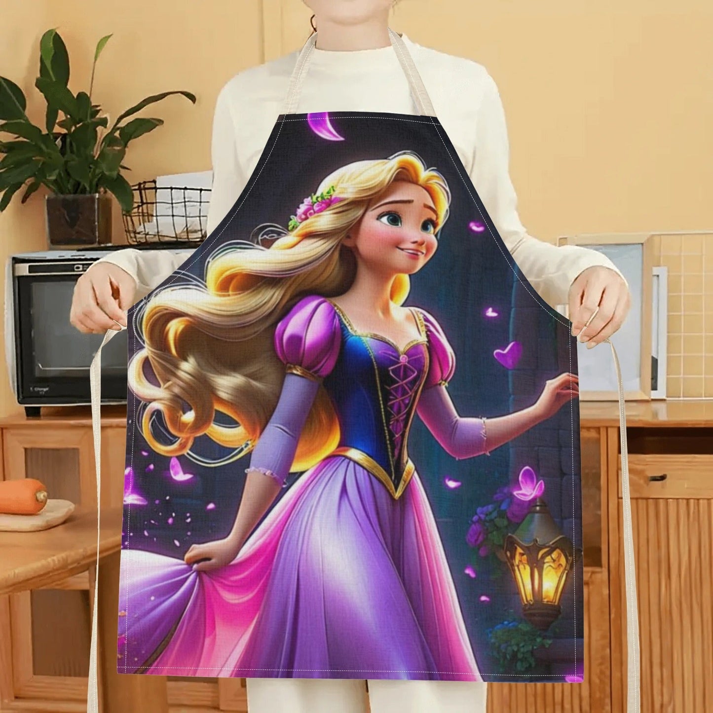 Durable and Elegant Polyester Disney Cinderella Cartoon Waterproof Apron - Ideal for Home Use, Hotels, Supermarkets, Restaurants, Fruit Shops, and Milk Tea Stands