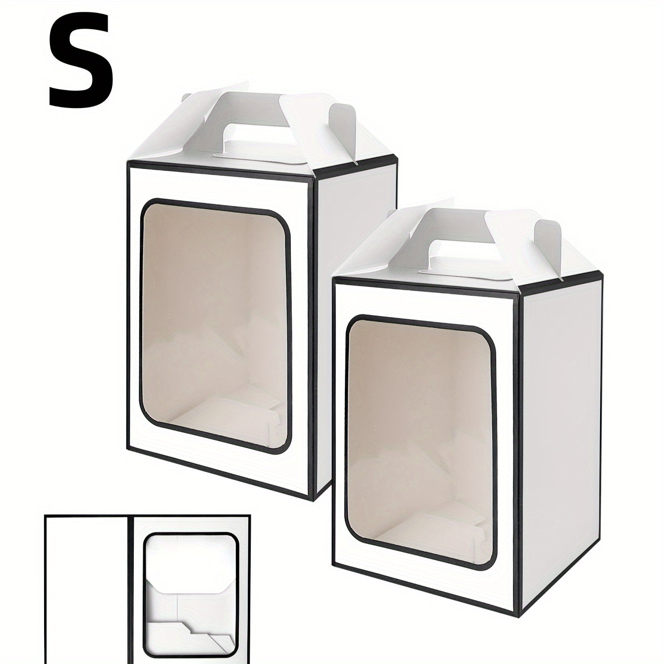 2 cake boxes with a clear window, perfect for displaying baked goods like cupcakes, chocolates, cookies, pies, and other pastries. Great for birthday party favors, wedding party gifts, or as a handy storage solution for baking tools and kitchen