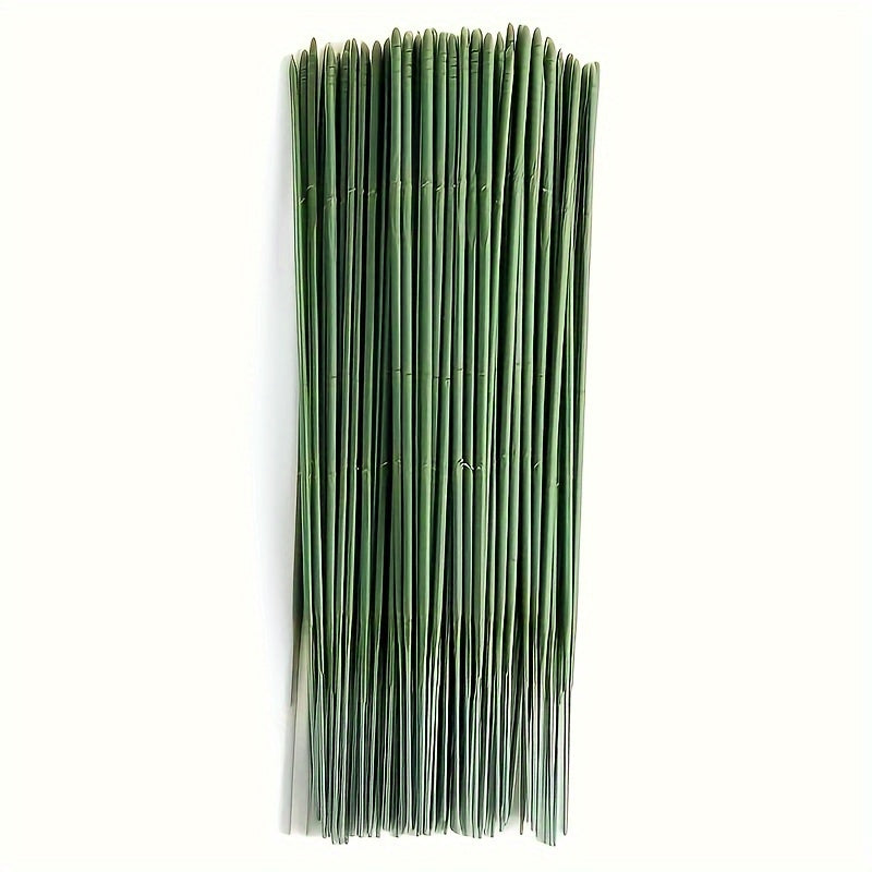 Plastic-coated iron stems for artificial flower head sticks, ideal for wedding decor. Available in packs of 50, 100, or 200.