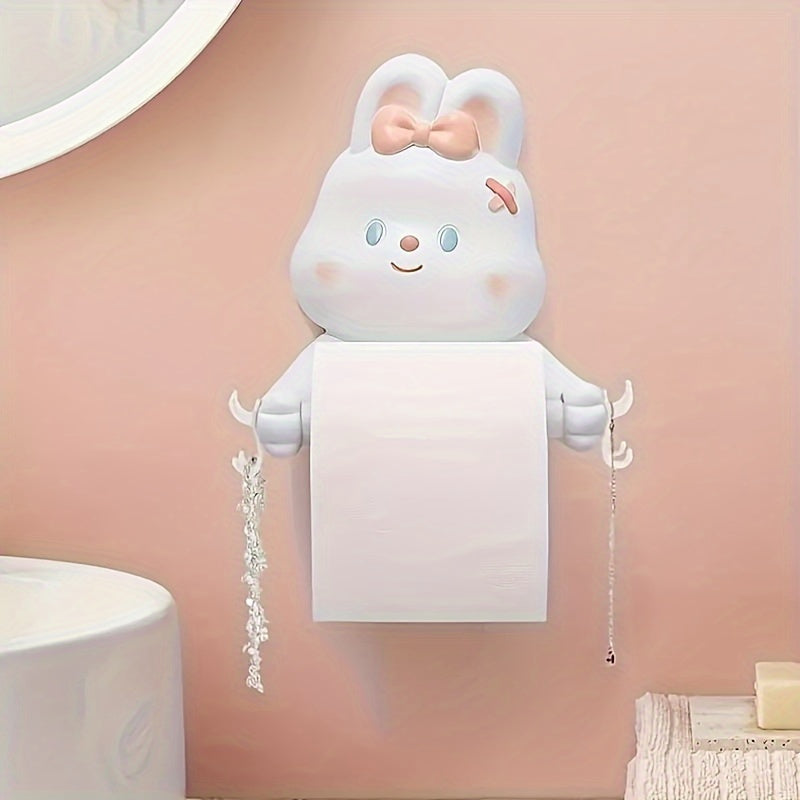 Panda toilet paper holder: easy to install, durable plastic, waterproof design.