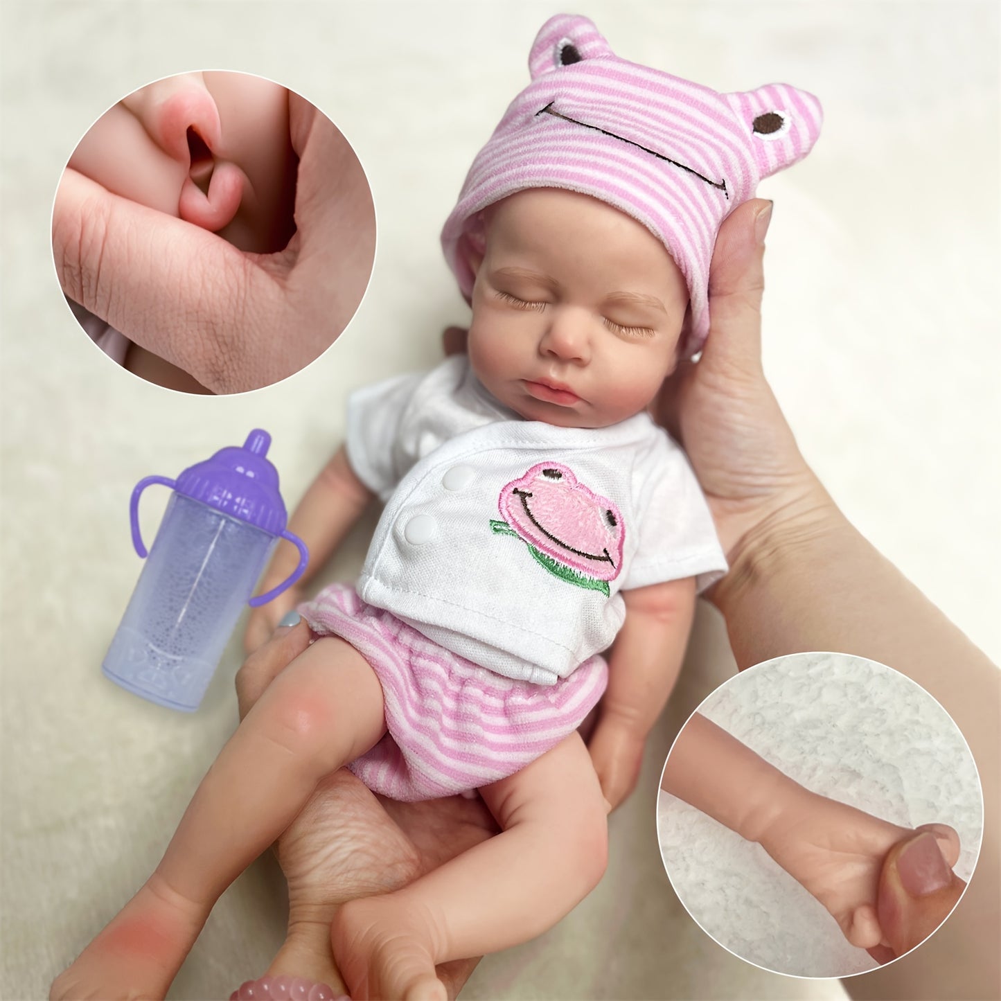 Charming 33.02cm LouLou Bebe Reborn Dolls with Openable Mouth, Feeding Accessory, Waterproof Silicone - Ideal Gift for Kids, Includes Pink Outfit