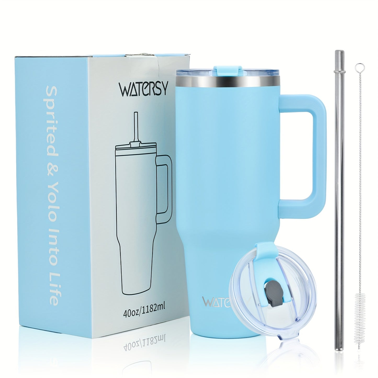 WATERSY 30 oz/40 oz Tumbler with Handle and Straw, Leakproof Insulated, Includes All Accessories: 2-in-1 Lid, Stainless Steel Straw, Cleaner